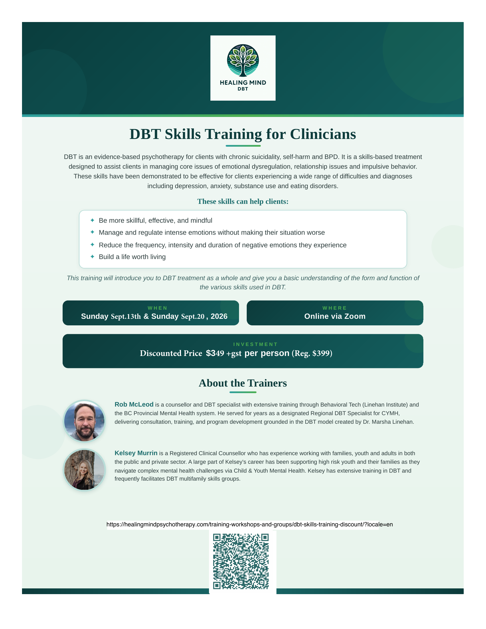 DBT Skills Training for Clinicians – Event Flyer