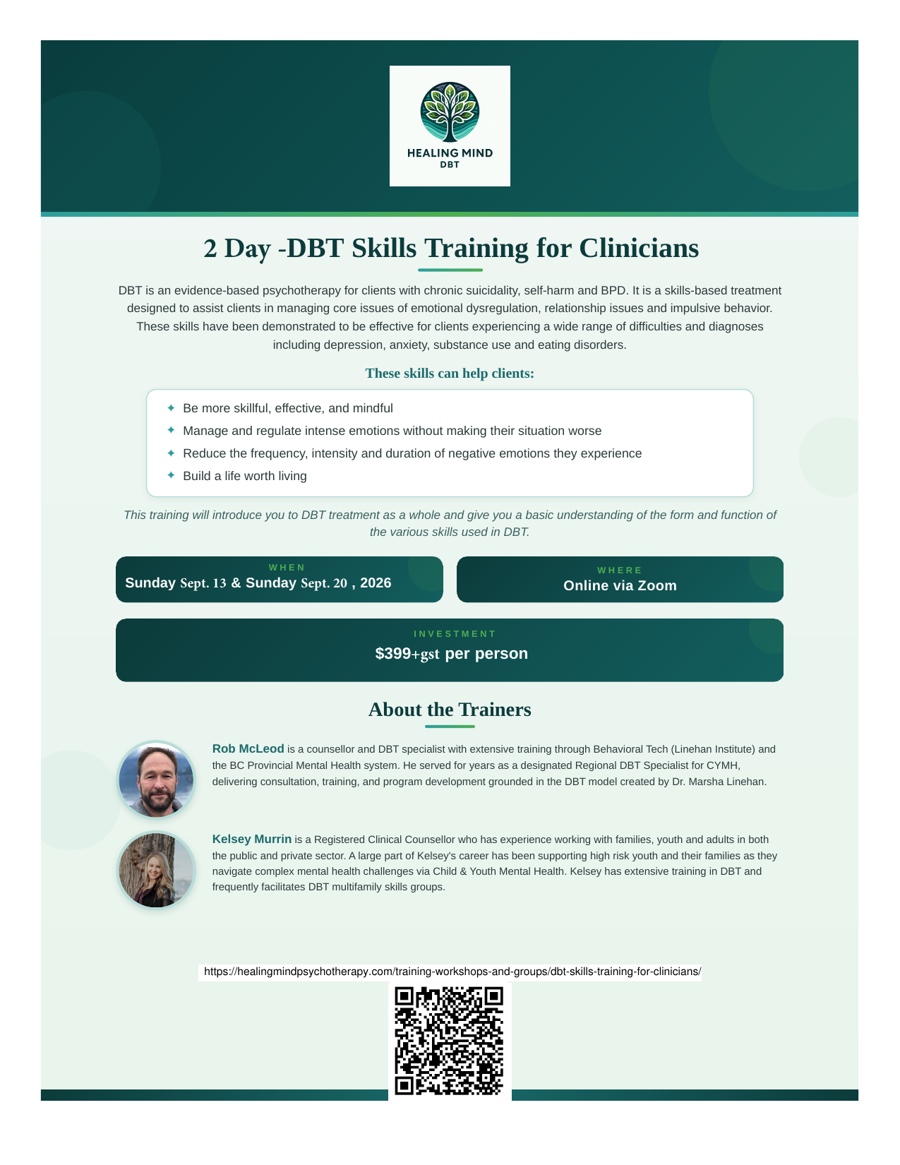 DBT Skills Training for Clinicians – Event Flyer